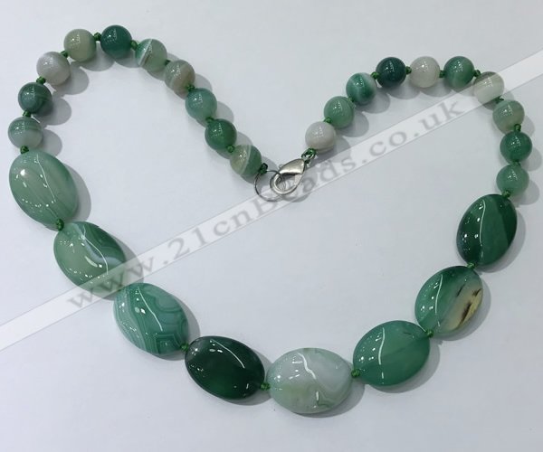 CGN257 20.5 inches 8mm round & 18*25mm oval agate necklaces