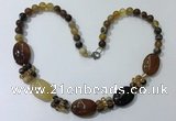 CGN272 18.5 inches 8mm round & 18*25mm oval agate beaded necklaces