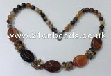 CGN273 18.5 inches 8mm round & 18*25mm oval agate beaded necklaces