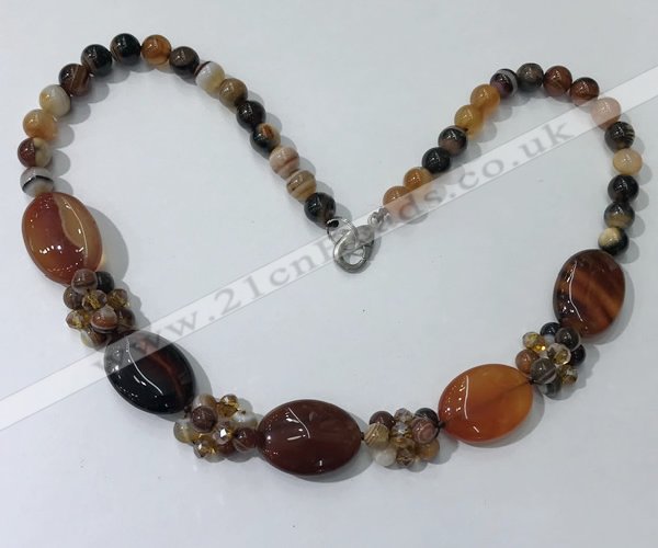 CGN273 18.5 inches 8mm round & 18*25mm oval agate beaded necklaces