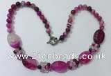 CGN274 18.5 inches 8mm round & 18*25mm oval agate beaded necklaces