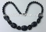 CGN278 18.5 inches 8mm round & 18*25mm oval agate beaded necklaces