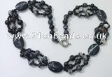 CGN295 24.5 inches chinese crystal & black agate beaded necklaces