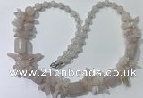 CGN300 27.5 inches chinese crystal & rose quartz beaded necklaces