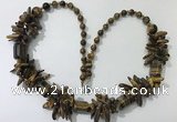 CGN308 27.5 inches chinese crystal & yellow tiger eye beaded necklaces