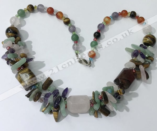 CGN332 20.5 inches chinese crystal & mixed gemstone beaded necklaces