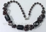 CGN341 20.5 inches chinese crystal & garnet beaded necklaces