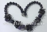 CGN352 19.5 inches chinese crystal & amethyst beaded necklaces