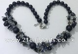 CGN360 19.5 inches chinese crystal & blue goldstone beaded necklaces