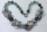 CGN371 19.5 inches round & chips fluorite beaded necklaces