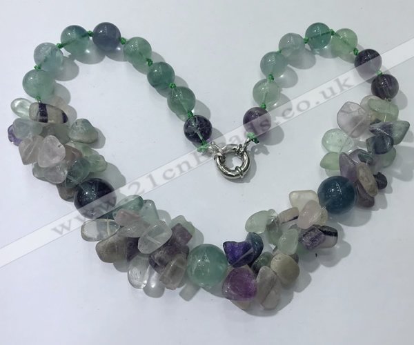 CGN371 19.5 inches round & chips fluorite beaded necklaces