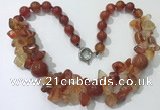 CGN372 19.5 inches round & chips red agate beaded necklaces