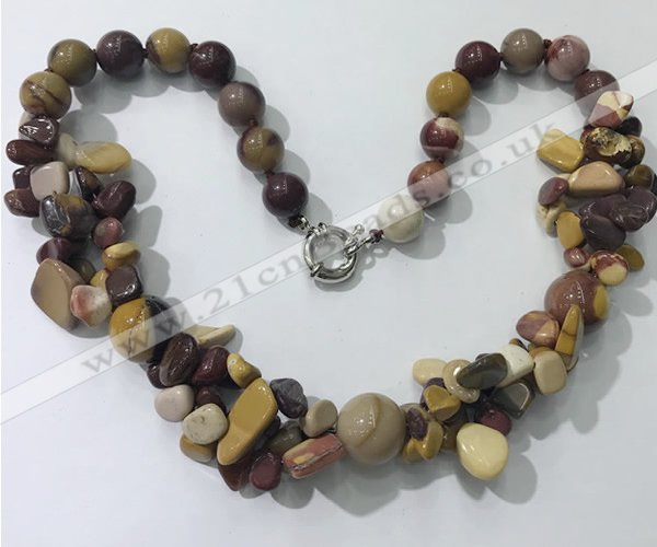 CGN374 19.5 inches round & chips mookaite beaded necklaces