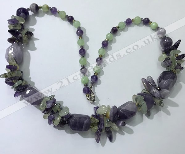 CGN387 23 inches chinese crystal & mixed quartz beaded necklaces