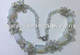 CGN388 23 inches chinese crystal & opal beaded necklaces