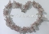 CGN400 19.5 inches chinese crystal & rose quartz chips beaded necklaces