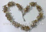 CGN402 19.5 inches chinese crystal & citrine chips beaded necklaces