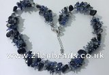 CGN412 19.5 inches chinese crystal & black agate chips beaded necklaces