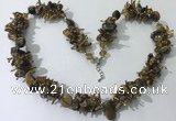 CGN416 19.5 inches chinese crystal & yellow tiger eye chips beaded necklace