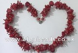 CGN419 19.5 inches chinese crystal & coral chips beaded necklaces