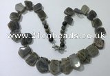 CGN431 20 inches freeform labradorite gemstone beaded necklaces