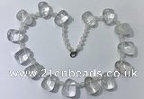 CGN440 21.5 inches freeform white crystal gemstone beaded necklaces