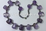 CGN441 21.5 inches freeform amethyst gemstone beaded necklaces