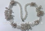 CGN450 25.5 inches chinese crystal & rose quartz beaded necklaces