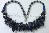 CGN465 22 inches chinese crystal & blue goldstone beaded necklaces