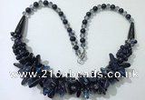 CGN466 22 inches chinese crystal & blue goldstone beaded necklaces