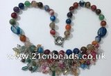 CGN488 21.5 inches chinese crystal & striped agate beaded necklaces