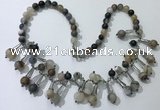 CGN495 21 inches chinese crystal & striped agate beaded necklaces