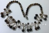 CGN496 21 inches chinese crystal & striped agate beaded necklaces