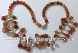 CGN499 21 inches chinese crystal & striped agate beaded necklaces