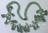 CGN501 21 inches chinese crystal & green aventurine beaded necklaces