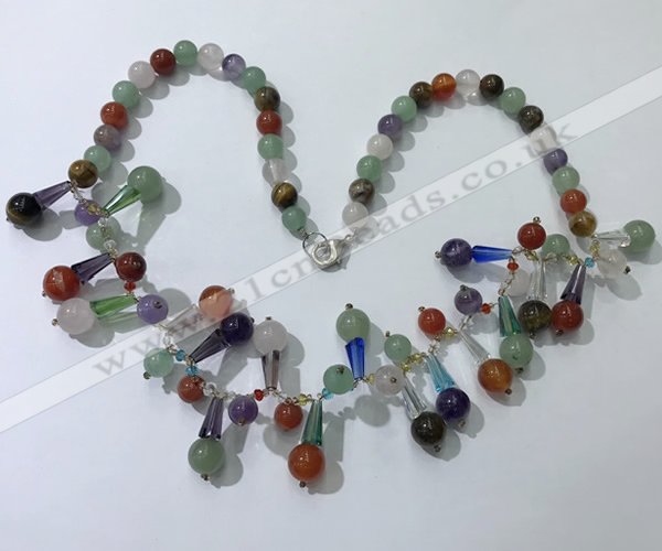 CGN506 21 inches chinese crystal & mixed gemstone beaded necklaces