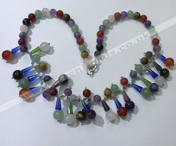 CGN507 21 inches chinese crystal & mixed gemstone beaded necklaces