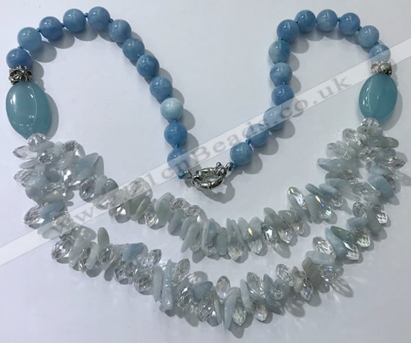 CGN516 23.5 inches chinese crystal & mixed gemstone beaded necklaces