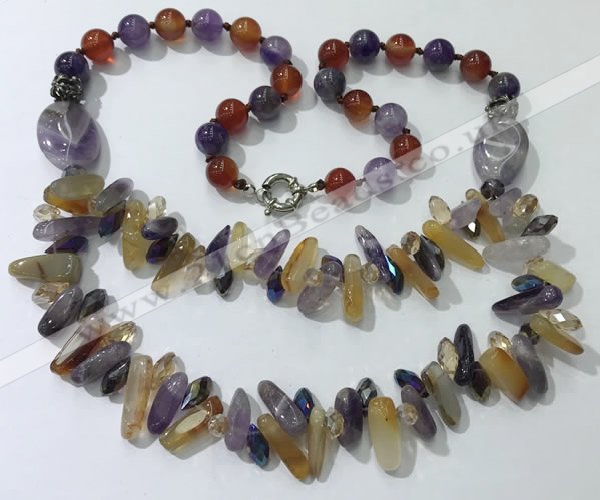 CGN519 23.5 inches chinese crystal & mixed gemstone beaded necklaces