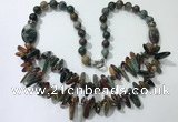 CGN522 23.5 inches chinese crystal & Indian agate beaded necklaces