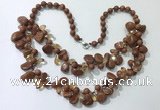 CGN532 19.5 inches chinese crystal & goldstone beaded necklaces