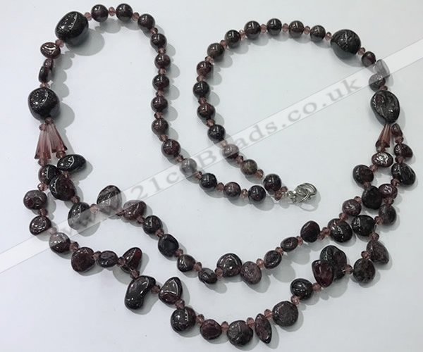 CGN539 27 inches chinese crystal & garnet beaded necklaces