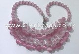 CGN556 19.5 inches stylish 4mm - 12mm cat eye beaded necklaces