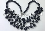 CGN563 19.5 inches stylish 4mm - 12mm blue goldstone beaded necklaces