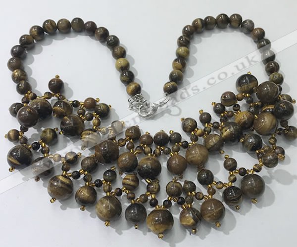 CGN565 19.5 inches stylish 4mm - 12mm yellow tiger eye beaded necklaces