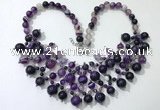 CGN569 19.5 inches stylish 4mm - 12mm striped agate beaded necklaces