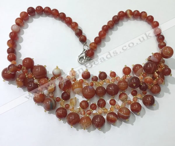 CGN570 19.5 inches stylish 4mm - 12mm striped agate beaded necklaces