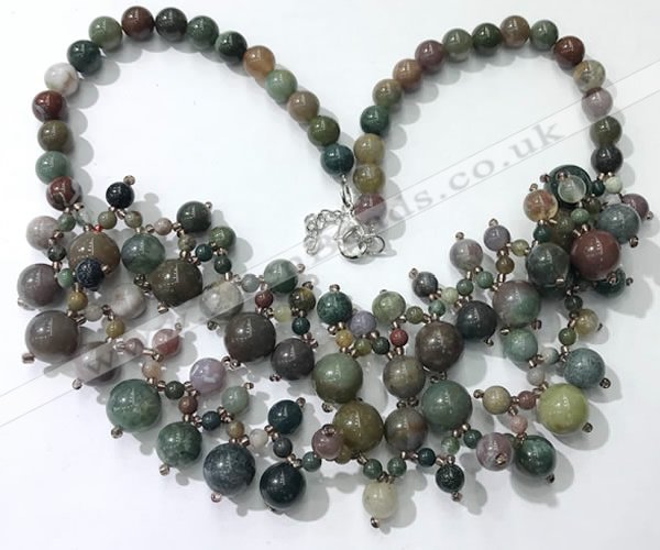 CGN572 19.5 inches stylish 4mm - 12mm Indian agate beaded necklaces