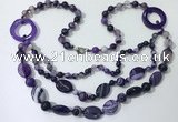 CGN597 23.5 inches striped agate gemstone beaded necklaces