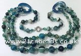 CGN613 24 inches chinese crystal & striped agate beaded necklaces